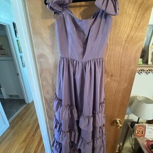 Elegant Purple Ruffle Maxi Dress Vintage